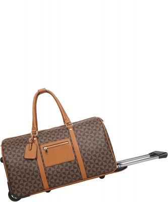 Monogram Printed Handle Travel Roller Bag 007-8909 BROWN